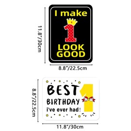 WERNNSAI 1st Baby Kids’ Birthday Party Decorations - 9PCS Wall Signs for Babies 1 Year Old Party Decor Yellow Caution Logos on Door Windows Funny Tags Yard Garden Banner Party Supplies Picture Props for Children