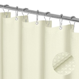 MitoVilla Beige Waffle Shower Curtain, Modern Fabric Cream Shower Curtains for Elegant Neutral Bathroom Decor, Luxury Hotel Cloth Shower Curtain, Heavy Duty Matt Waffle Weave Square, 72 x 72