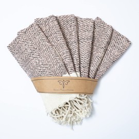 SMYRNA TURKISH COTTON Herringbone Series Kitchen Dish Towels Pack of 6, Machine Washable Wash Cloths, Ultra Soft, Absorbent, Prewashed and Quick Dry Turkish Dish Towels, 12x12 Inch (Blush Pink)