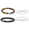 Aroncent Glass Tiger Eye Mala Beads Stainless Steel Skull Buddha