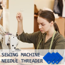 LB 2025 Sewing Machine Needle Threader 5Pc Blue Universal Square Metal Hand & Machine Threader Tool Durable Quick Insertion Kit with Ergonomic Design for Home/Professional Tailors