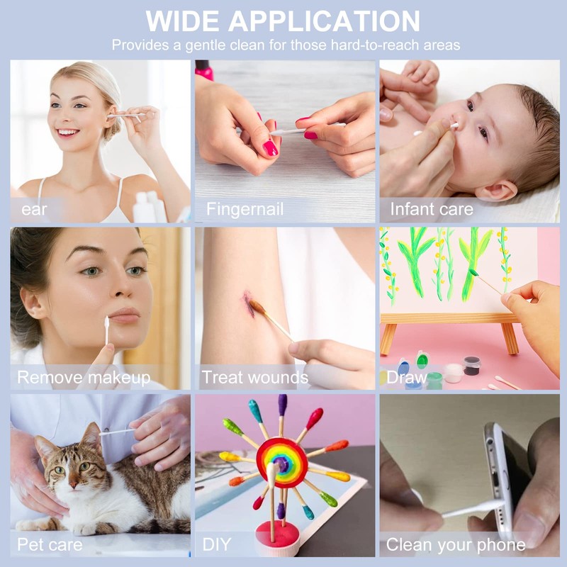 800Pcs Precision Tip Cotton Swabs for Makeup, Double Pointed Tip
