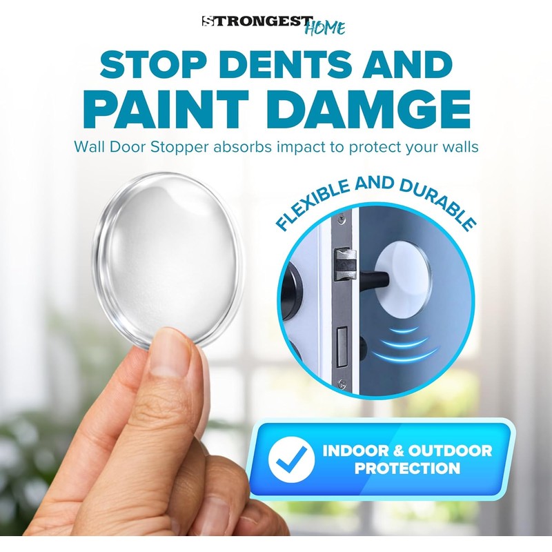 20 Pack Clear Wall Protector Door Stoppers – 2 Inch