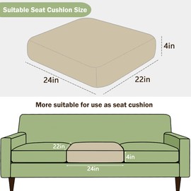 Sqodok Outdoor Cushion Covers, Patio Waterproof Chair Cushion Slipcovers Replacement, Machine Washable Furniture Sofa Cushion Cover, Breathable and Durable, Protector for Pet, Easy to Wear