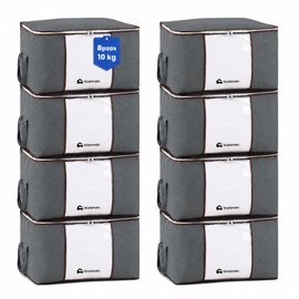 Bluelander Set de 8 Bolsas Para Mudanza, 60 * 42 * 37 cm, Bolsas Organizadoras, Bolsa para Almacenamiento de Ropa de Gran Capacidad, Ropa, Mantas, Cre