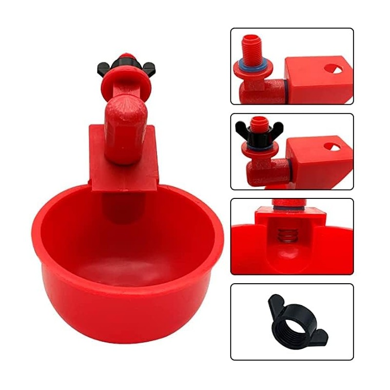 3Pcs Automatic Poultry Waterer 3/8 Inch Thread Filling Waterer Cups
