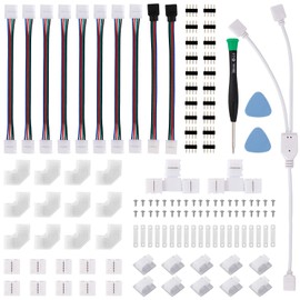 Kit de conector de luz LED para tira de luces LED 5050, 4 pines, 10 mm, tiras de luz LED RGB con conectores clips y herramientas