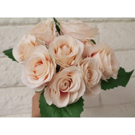 Unbranded 8 Blush Artificial Silk Rose Flower Bush Bouquet DIY Arrangement Wedding