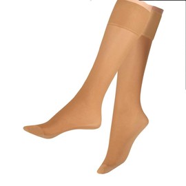 Lieblingsstrumpf24 by Koronowski Pack of 5 Knee Socks 20 Denier Transparent or 40 Denier Nylon Fine Knee Socks Wide Comfort Waistband Women, Amande 20 Denier