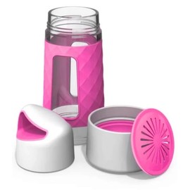 Fruition Fruit Infuser Water Bottle Instant Infusion Basket for Fruit and Tea - Durable, Leak Proof, 20oz Capacity, BPA Free - Blue (PINK)