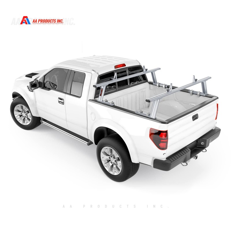 AA-Racks Model APX2502-SLV Low-Profile Utility Aluminum Pick-Up Truck Ladder Rack