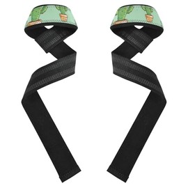 Correas de levantamiento de cactus verdes de dibujos animados, 26 pulgadas, para levantamiento de pesas, levantamiento de peso, peso muerto, ejercicio, entrenamiento de fuerza, guantes de ejercicio