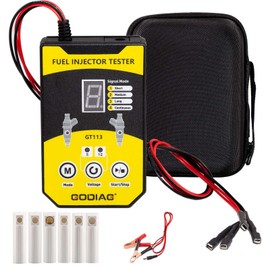 GODIAG Fuel Injector Tester Cleaner Kit, 8 Pulse Modes Injector Tester 6 Size Cleaning Adapters 12V/5V Output Power Drive, 4 Wire Dual Channel DIY Fuel Injector Cleaner Tools