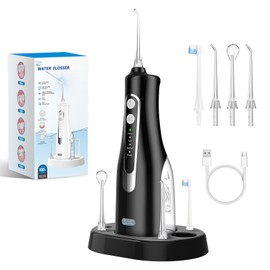 Reva Oral Irrigator for Teeth Cleaning, 300ML Water Tank, 360° Rotatable Nozzle, IPX7 Waterproof, Cordless Rechargeable Water Flosser with 2000mAh Battery for Travel & Home Use (Black)