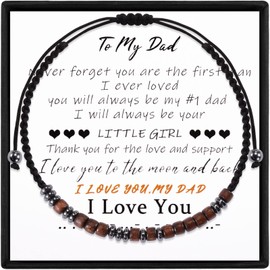 VU100 Morse Code Bracelet for Men Women I Love You Adjustable Bracelet Birthday Gift for Boyfriend Girlfriend Mum Dad, Stainless steel nylon wood, without stone