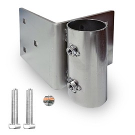 TBOAATIO Heavy Duty Stationary Floating Dock Pipe Holder Brackets - Side Leg Hardware with Sleeve for Pipe or Pole Post - 7/16" Holes Fits 3/8" Carriage Bolts (Type A - 1Pack)