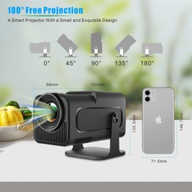 [Mini Projector 4K 1080P] Projector with Wifi and Bluetooth, 180° Rotatable, Android 11, 300 Ansi LM, Auto keystone correction, 40"-160'' screen projection display, <25dB Low noise Portable Projector