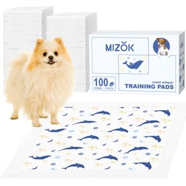 MIZOK Puppy Pads 22x22 Small, Dog Pads 100 Pack with Ocean Whisper Prints, Potty Training Pee Pads for Dogs, Dog Pee Pads Cute Super Absorbent with 6-Layer Leak-Proof and Quick-Dry Surface