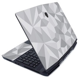 MightySkins Skin for Alienware M15 (2019) - Gray Polygon | Protective, Durable, and Unique Vinyl Decal wrap Cover | Easy to Apply, Remove, and Change Styles | Made in The USA