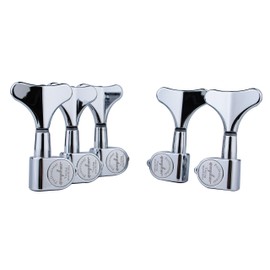 Guyker Guitar Bass Tuners (3R + 2L) - 1:17 Ratio Headstock Sealed Tuning Key Pegs Machine Head Replacement for Electric Jazz Bass or Precision Instruments - Chrome