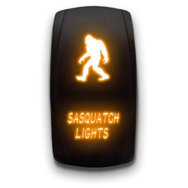 Sasquatch Lights - Orange - Laser Etched Toggle Switch 5-PIN MAintained Switch Waterproof Black Shell/ON-Off DPST Illuminated Rocker Switch for Auto Truck Boat Marine - 20A 12V/10A 24V