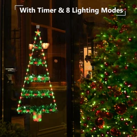Toodour Christmas Decorations Indoor Lights, 2.65ft LED Christmas Lights, Multicolor Wall Window Hanging Light, Battery Operated Holiday Decoration for Outdoor Garden New Year Home Decor