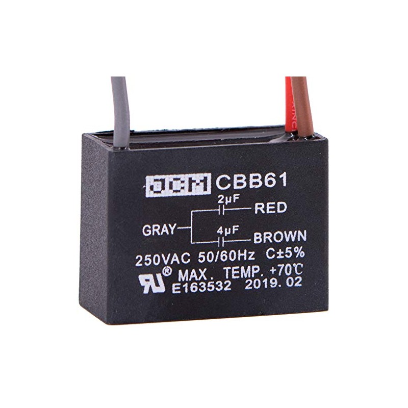 JCM 3 Wire Ceiling Fan Capacitor 2 uF + 4