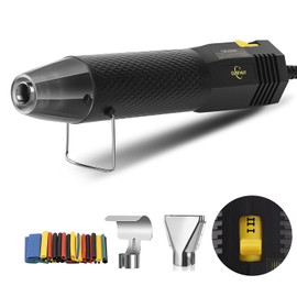 Mini Heat Gun with 6.56FT Long Cable, CUBEWAY 350W Dual-Temp 392~662°F Heat Shrink Gun with Reflector Nozzle and Shrinking Tubes for Wire Connectors, Small Hot Air Gun for Embossing Crafts