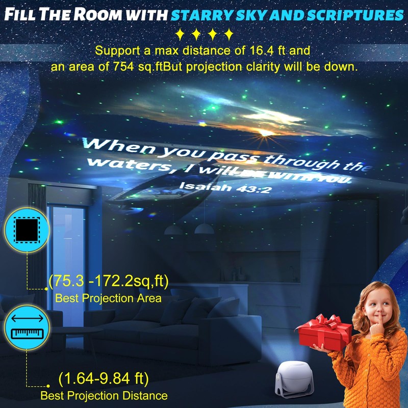 Aurelema Landscape Verses Projector Galaxy Projector Includes 12 Interchangeable Christian