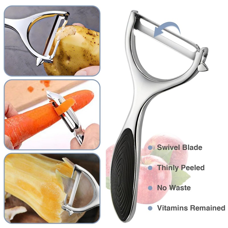 Potato Peeler, Peeler, Ergonomic, Rust-Free Carbon Steel Blade, Versatile &
