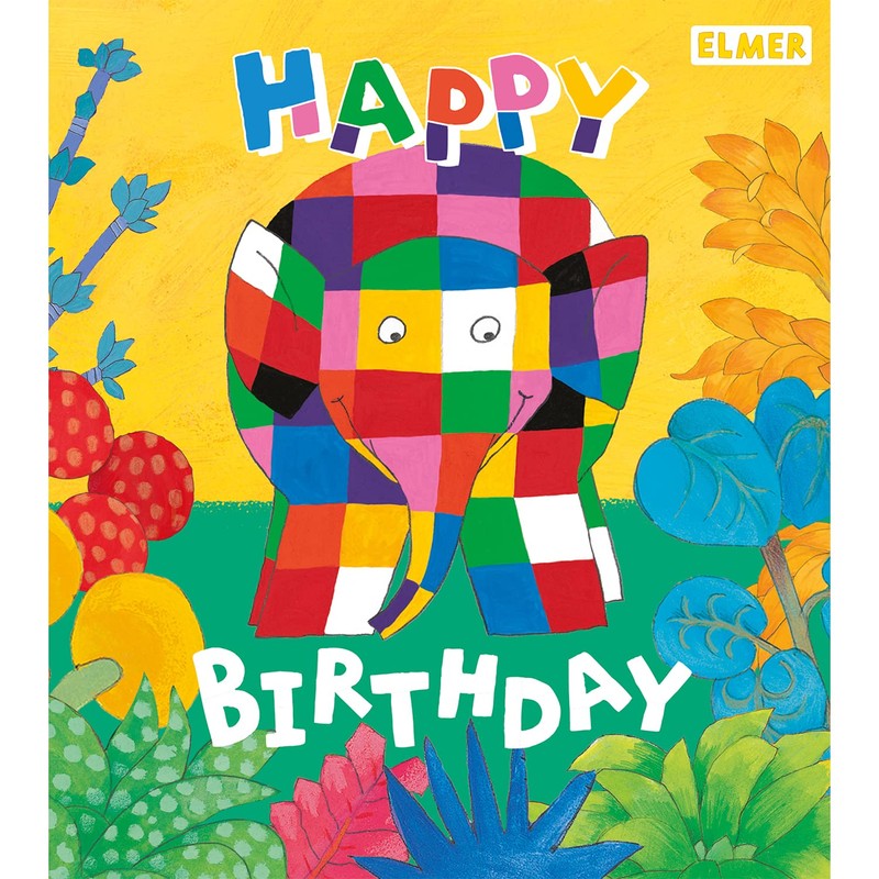 Danilo Promotions Elmer The Patchwork Elephant Birthday Card,Multi,7 x 6