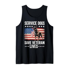 Military Veteran Service Dog American Flag USA Patriotic Tank Top