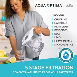 Aqua Optima Evolve+ Water Filter Cartridges 4 Pack - Fits Brita Jugs & Alternative for Maxtra Filters* - Reduces Limescale, Chlorine and Other Impurities - by LAICA