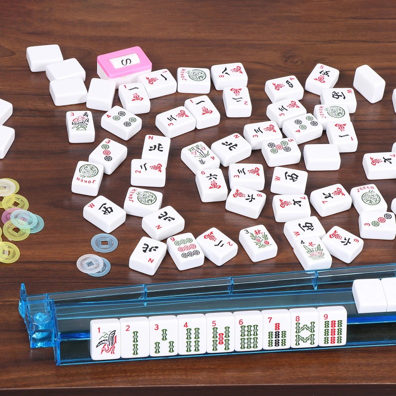 SEGAWE American Mahjong Set - 166 White Tiles, 4 Racks