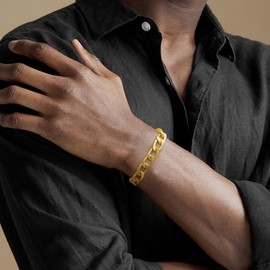 GOLDCHIC JEWELRY 6mm Gold Bracelets for Men Women, 21cm 316L Stainless Steel Chunky Link Bracelet