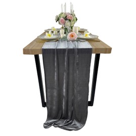 Lujoso camino de mesa de terciopelo, decoraciones de recepción de boda de 10 pies, tela de terciopelo suave de 20 x 120 pulgadas, superposición de lino de mesa, caminos de mesa de boda (gris, 20 x 120