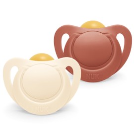 NUK for Nature Baby Dummy, 6-18 Months, Sustainable Rubber Dummy, Over 98% Natural Raw Materials, Accepted by 99% of Babies, BPA-Free, Terracotta Red, Pack of 2