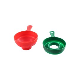 Pokinge 2Pcs Folding Telescopic Funnel, Red, Green, Silicone + PP, 20*7cm, Anti-Leakage, Wide Mouth Canning Funnel for Mason Jars, Cooking Water, Filling Bottles