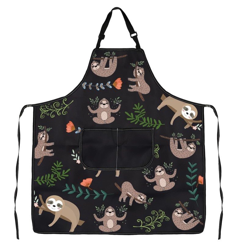 Sloth Cooking Apron, Cute Sloths Kitchen Apron with Pocket Home