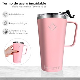 Termo de Acero Inoxidable con Doble Aislamiento, Termo Trmico 20 oz (591.471 ml), Termo para Caf con Tapa Hermtica Antifugas, 24 Hrs de Agua Caliente 
