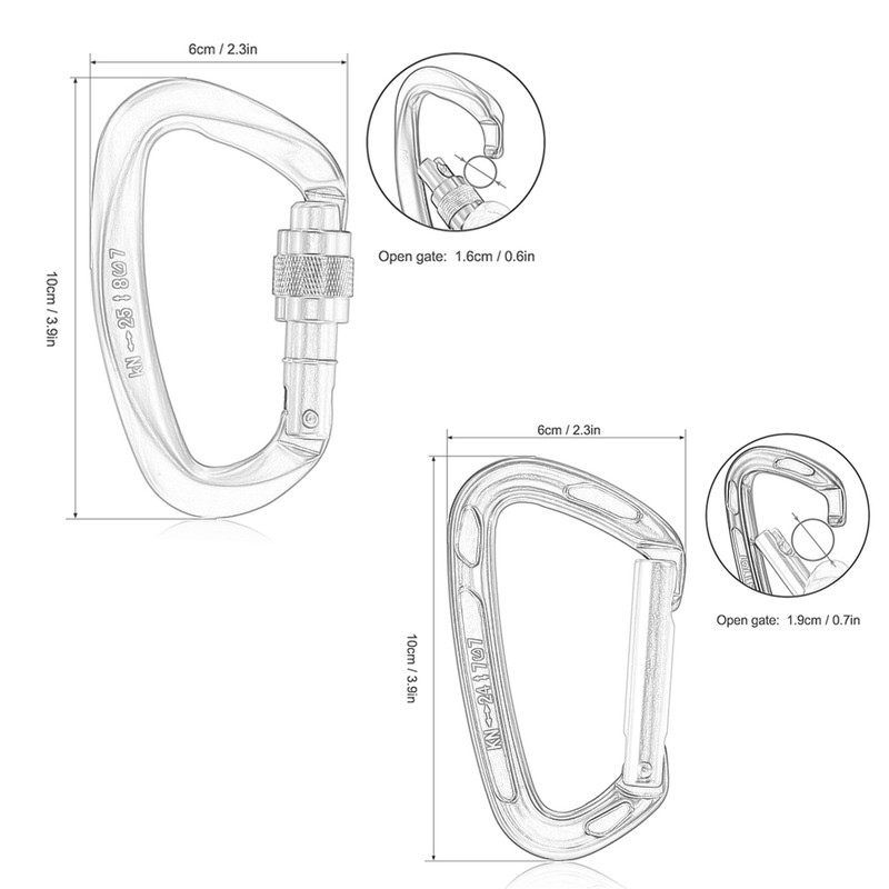 [通拓商品]24KN Non-locking Straight Gate Carabiner 25KN Twist Gate Carabiner Heavy