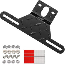 Trailer License Plate Holder Aluminum Heavy-Duty Bracket Holder Trailer License Plate Bracket Frame for Trucks Trailers RVs Boats 1 Pack Universal License Plates with Mounting Screws Caps（Black）