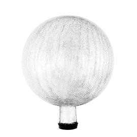Achla Designs 10-Inch Crackle Gazing Globe Ball, Silver