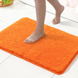 MIULEE Orange Bathroom Rug - Cute Fall Absorbent Bath Mat Made of Thick Fluffy Microsiber for Bathroom Floor, Tub or Entryway, Non Slip Rubber Backside for Extra Safety, Machine Washable - 16''x24''