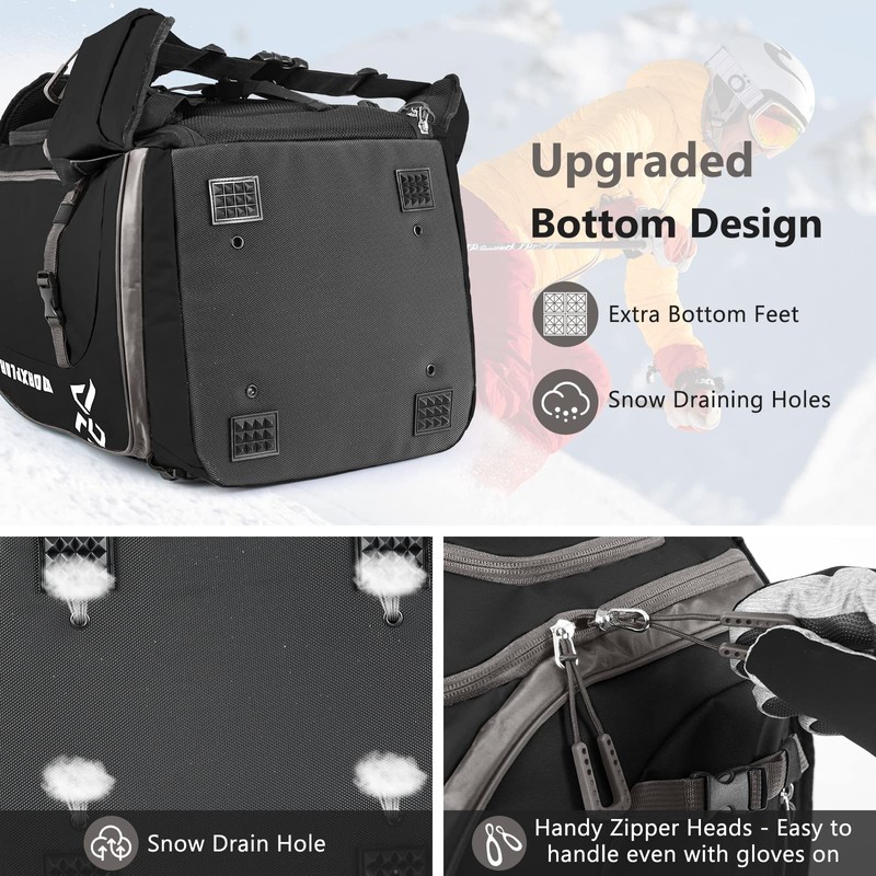 Ski Boot Bag - 65L Padded, Waterproof Ski Travel Backpack