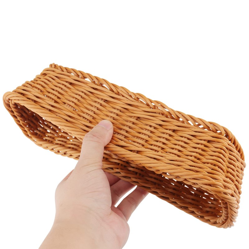 LEXININ 6 Pack 11 Inches Poly Wicker Bread Basket, Woven