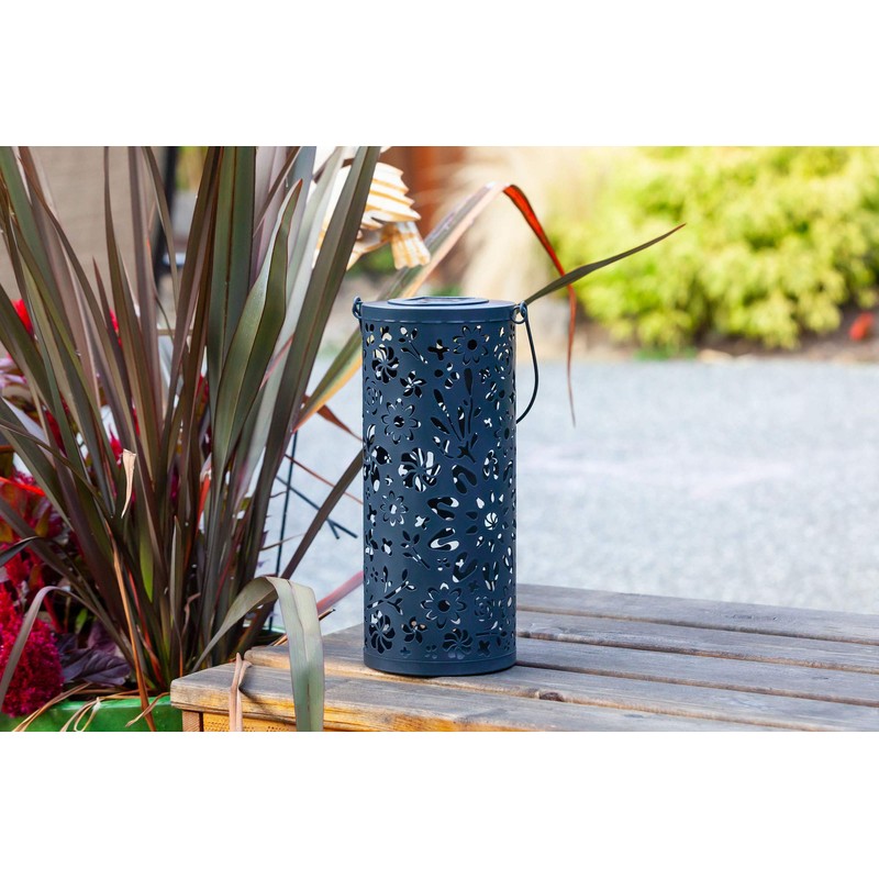 Allsop Home and Garden 32160 Bloom Lantern-Midnight Blue Punched Metal