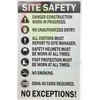 NYC Construction SITE Safety Sign (White/Black, Reflective, Aluminum 14X22 -Rust