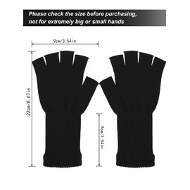 Pangda 2 Winter Fingerless Gloves Half Finger Stretchy Knit Gloves Lengthen 3.54 Inches Wrist Mittens for Women Men (Black)