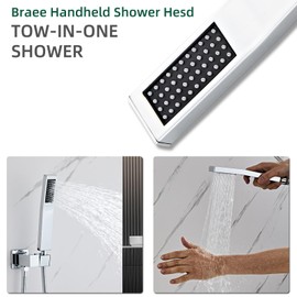 Bathroom Square Chrome Solid Brass Hand Held Shower Head With Wall Connector and Hose System Wall Mount Handheld Showerheads Set